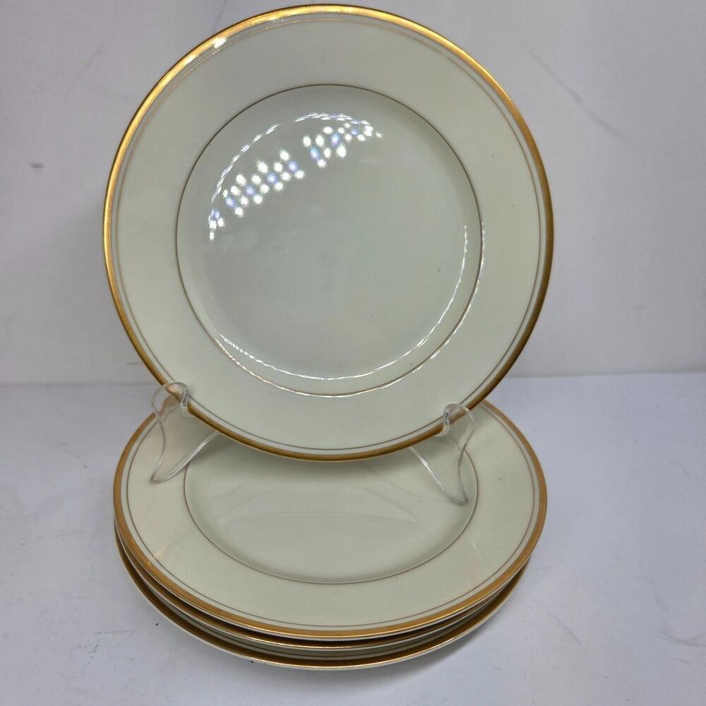 Fitz And Floyd "PALAIS" Set Of 4 Gold Trimmed 7 1/2" Dessert Salad Plates VGC